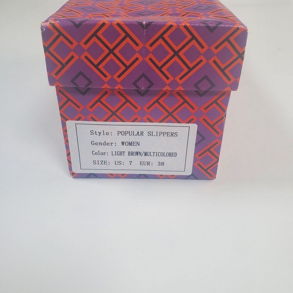 NEW Tory Burch Women’s Sandals Size 7 Brown Multicolor Logo Thong Flip Flop - Picture 9 of 9